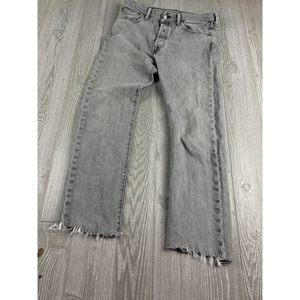 Levi’s 501 Men’s Straight Fit Jeans Gray Size 32x27 Cut Hems